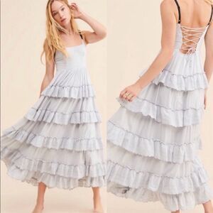 Urban Outfitters Annabelle Tiered Ruffle Maxi Dress Size S/P